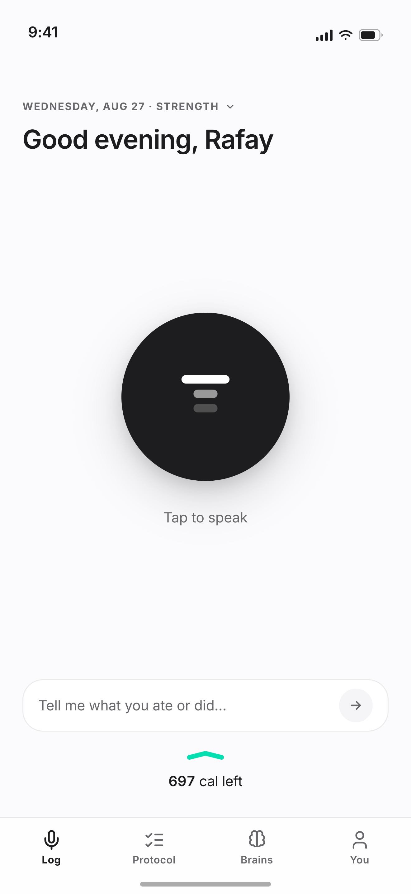 The voice log screen